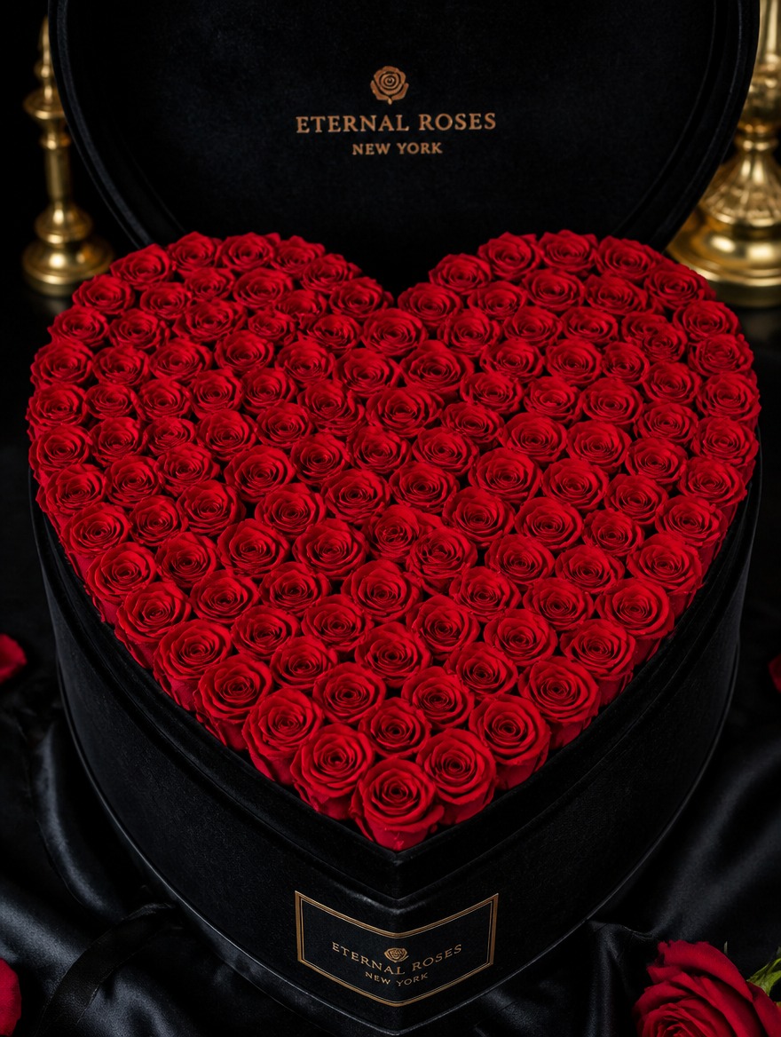 99 Preserved Roses Heart Box